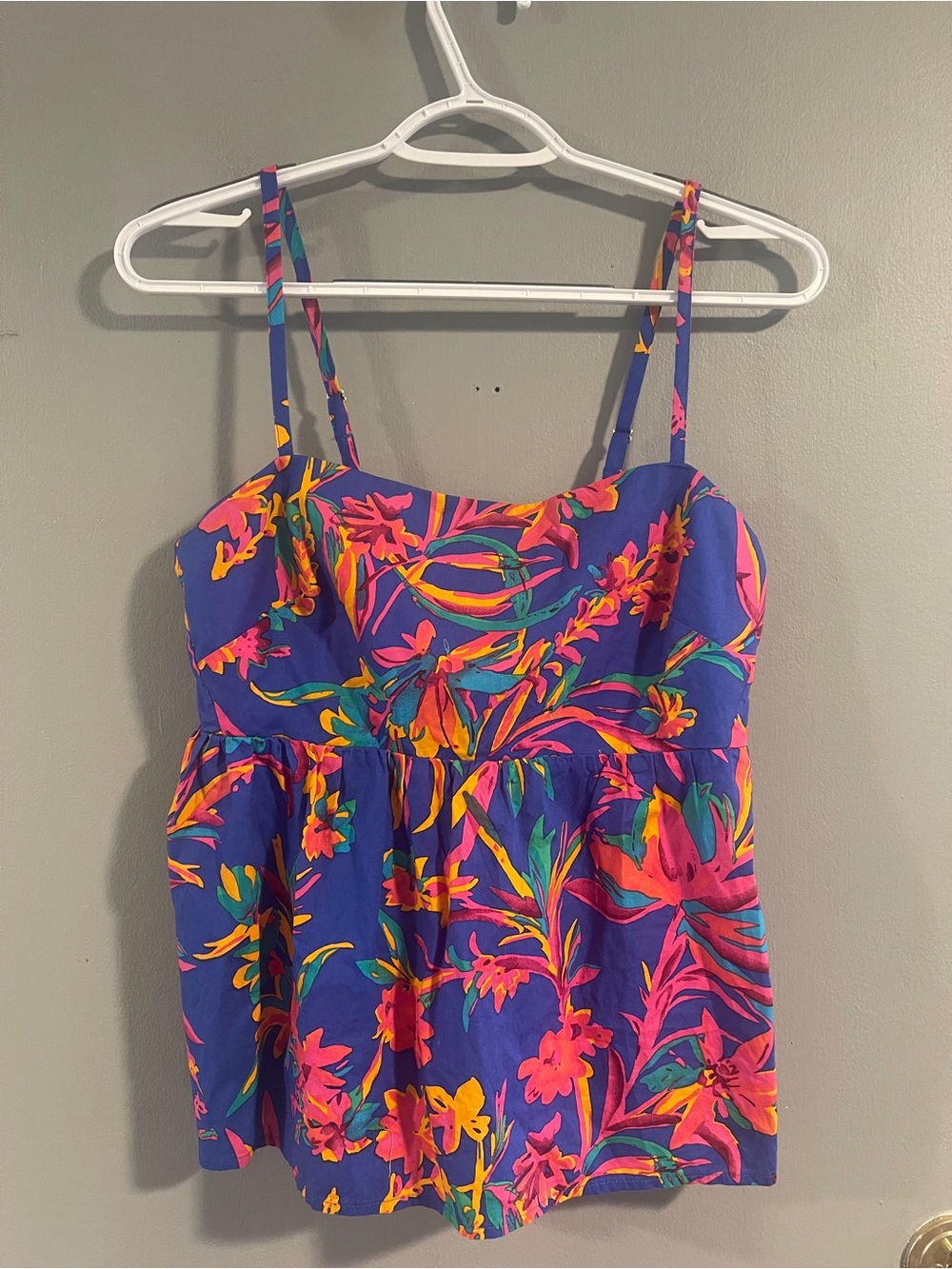 NWT J. Crew Bright Blue Floral Tie-Back Cami Top Size 8